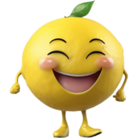 Yellow lemon with happy face. AI Generative png