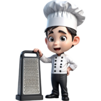 chef est en portant une râpe avec confus expression. ai génératif png