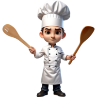 chef en portant spatule avec calme expression. ai génératif png