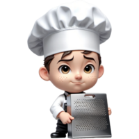 chef est en portant une râpe avec confus expression. ai génératif png