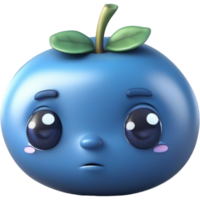 Blue blueberries with pensive expression. AI Generative png
