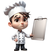 chef est en portant une cuisson feuille avec dégoûté expression. ai génératif png