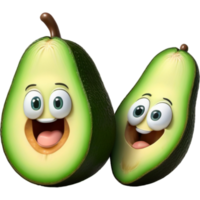 Green avocado fruit with smile expression. AI Generative png