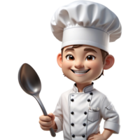 chef est en portant une louche avec content expression. ai génératif png