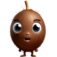 Brown coconut with intrigued look. AI Generative png