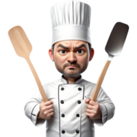 chefe de cozinha segurando espátula com calma expressão ai generativo png