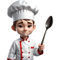 Chef is holding a spoon with Embarrassed expression. AI Generative png