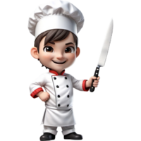 cocinero es participación un cuchillo con exaltado expresión. ai generativo png