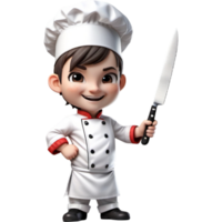 chef est en portant une couteau avec exalté expression. ai génératif png