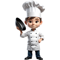 chef est en portant une poêlon avec anxieux expression. ai génératif png