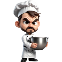 Chef is holding a mixing bowl with Angry expression. AI Generative png