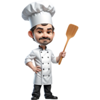 chef en portant spatule avec calme expression. ai génératif png