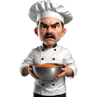 Chef is holding a mixing bowl with Angry expression. AI Generative png