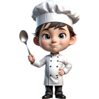 Chef is holding a spoon with Embarrassed expression. AI Generative png