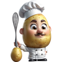 chef est en portant une Patate pilon avec réfléchi expression. ai génératif png