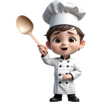 Chef is holding a spoon with Embarrassed expression. AI Generative png