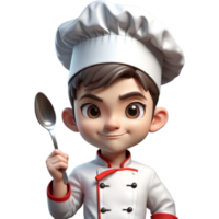 Chef is holding a spoon with Embarrassed expression. AI Generative png