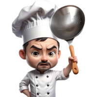 Chef is holding a sieve with Scared expression. AI Generative png