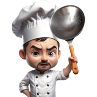 chef est en portant une tamis avec effrayé expression. ai génératif png