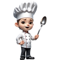 Chef is holding a spoon with Embarrassed expression. AI Generative png