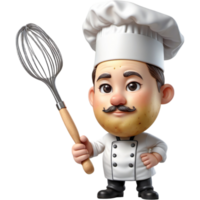 Chef is holding a potato masher with Thoughtful expression. AI Generative png