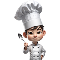 Chef is holding a spoon with Embarrassed expression. AI Generative png