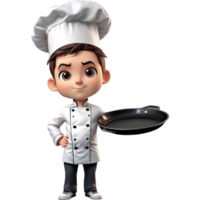 Chef is holding a skillet with anxious expression. AI Generative png