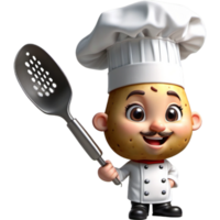 Chef is holding a potato masher with Thoughtful expression. AI Generative png