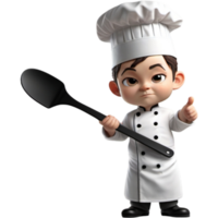 chef en portant spatule avec calme expression. ai génératif png