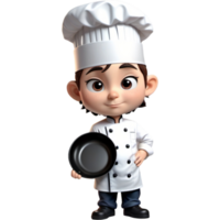 Chef is holding a skillet with anxious expression. AI Generative png