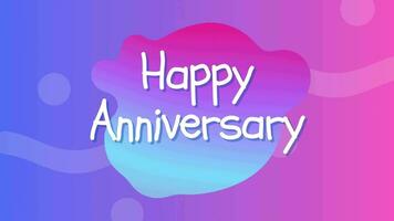 happy anniversary text animation in purple and blue colors, featuring a vibrant pink flower. Perfect for celebrating a special milestone with loved ones. video