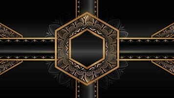 golden hexagon frame black and gold  design vector