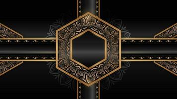 golden hexagon frame black and gold  design vector