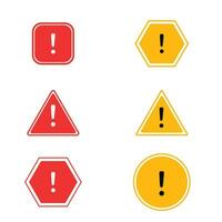 Hazard icon. Caution alarm set, danger sign collection, attention vector icon, yellow, red and black fatal error message element, exclamation mark of warning attention
