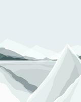 Abstract landscape winter background. Silhouette of the mountain and sky, geometric composition. Poster of landscape in blue and gray cold trendy colors. Vector illustration.