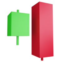 Bearish engulfing candlestick clipart flat design icon isolated on transparent background, 3D render investment and trading concept png