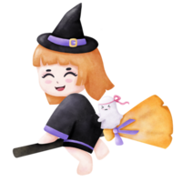 little witch riding a broomstick png