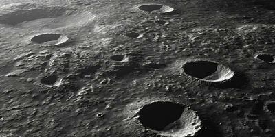 Generative AI, another alien planet surface relief, moon crater. Space background photo