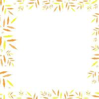 Simple border frame with yellow and orange jagged decorative plant leaves with copy space on a white background vector