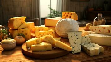 Generative AI, Different types of cheese on the table photo