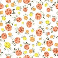 Seamless pattern with colorful marigold flowers with jagged leaves and petals  on a white background vector