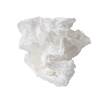 Single screwed or crumpled tissue paper or napkin in strange shape after use in toilet or restroom isolated with clipping path in png file format