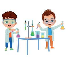little scientist doing experiments and research vector