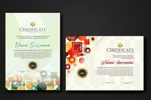 modern certificate template with dynamic color on geometric shape ornament vector