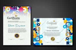 modern certificate template with dynamic color on geometric shape ornament vector