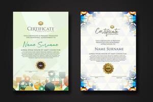 modern certificate template with dynamic color on geometric shape ornament vector