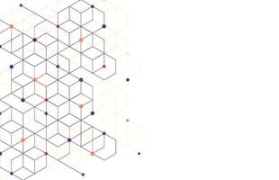 Abstract geometric boxes pattern dot line connection background. Modern technology with square mesh. Geometric on white background with lines. Cube cell. Vector illustration