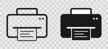 Printer icon. Outline printer sign. Printer pictogram. Isolated fax and scanner symbol. Vector illustration. EPS 10.