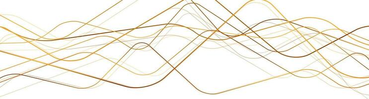 Bright golden wavy lines abstract futuristic background vector