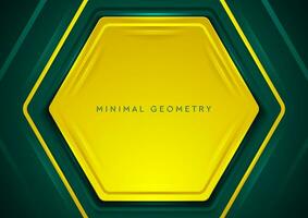 Green and yellow shiny glossy hexagons abstract geometry background vector